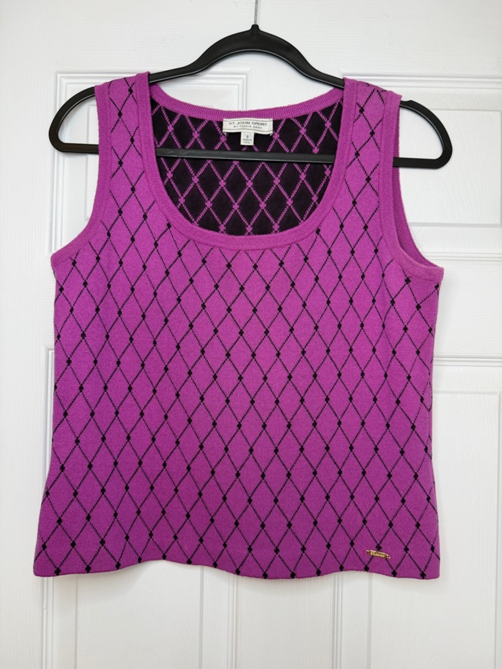 St. John Sport Size P • Purple Black Sleeveless Tank Top Sweater Knit.